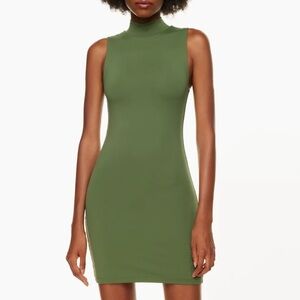 Aritzia Babaton Mock-Neck Sleeveless Mini Green Dress Bodycon Contour